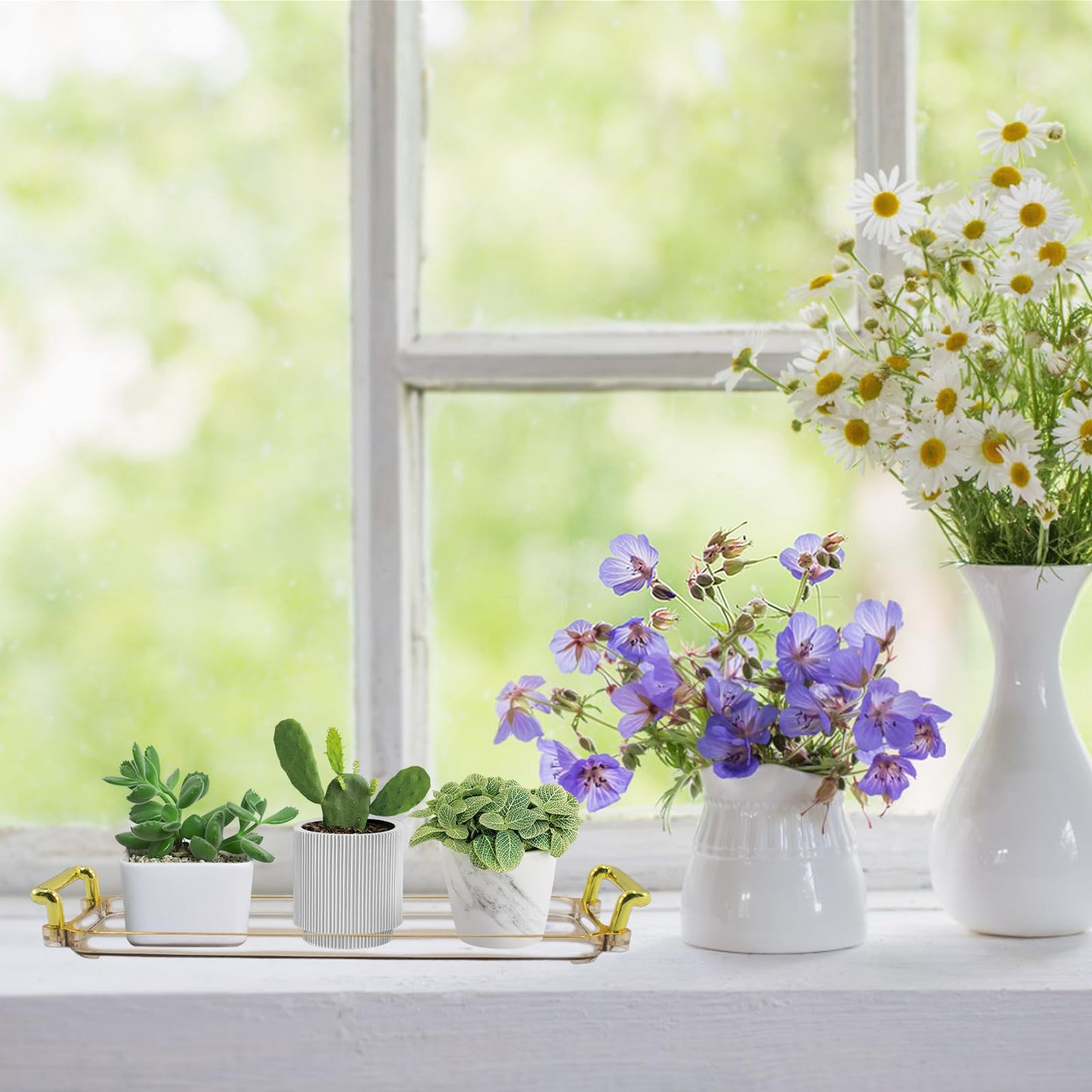 HaoGludi 3 PCS Rectangular Plant Saucer, 12.2 x 3.5 inches Decorative Plastic Window Sill Plant Tray, Reusable Planter Base for Succulent Pots Indoor/Outdoor Decor, Amber