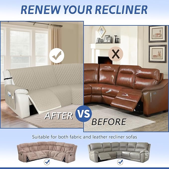 Arfntevss Recliner Sectional Couch Covers 1OO% Waterproof L Shape Sofa Cover