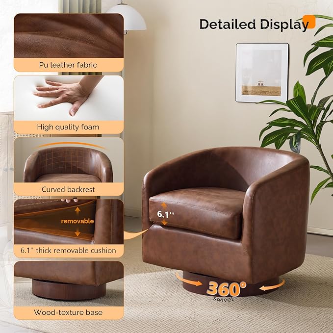 VINGLI 360°Swivel Accent Chairs Set of 2