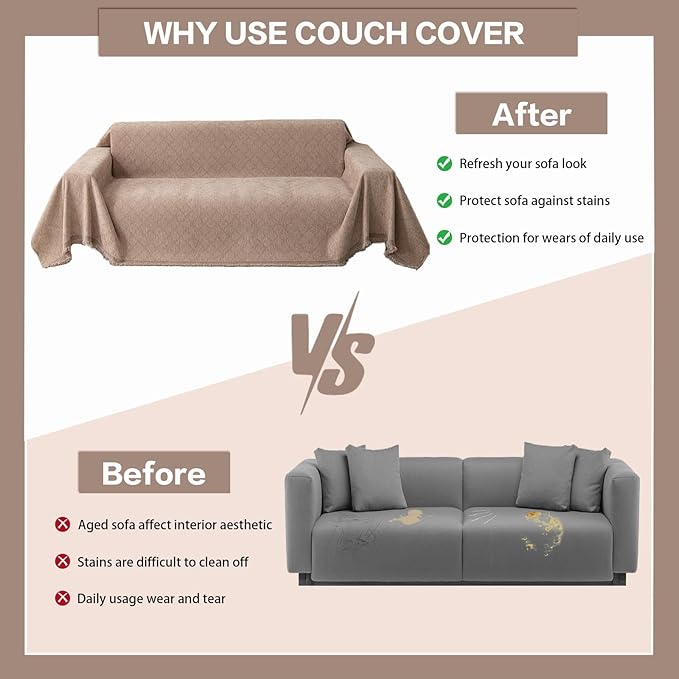 DREAMINGO Modern Chenille Couch Cover Blanket Washable Sofa Covers