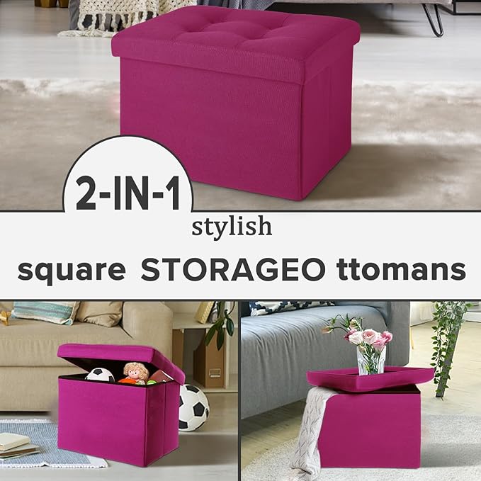 LINMAGCO Small Storage Ottoman Stool Foot Rest Stool Under Desk Stool Short