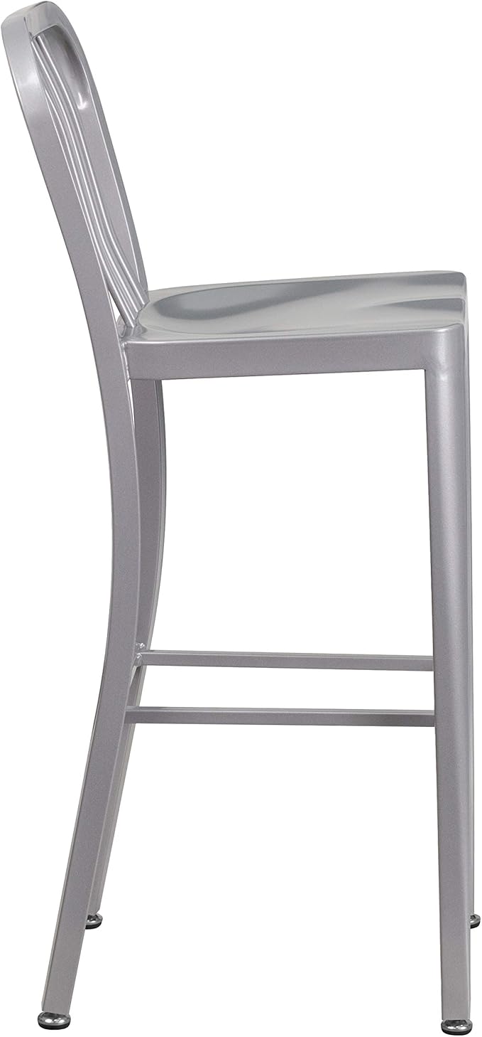 Flash Furniture Commercial Grade 30" High Silver Metal Indoor-Outdoor Barstool