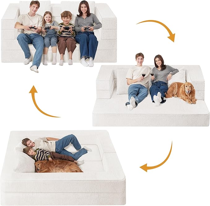 Futon Sofa Bed with Pillow, 3-in-1 Sleeper Sofa Bed with Removable Cover