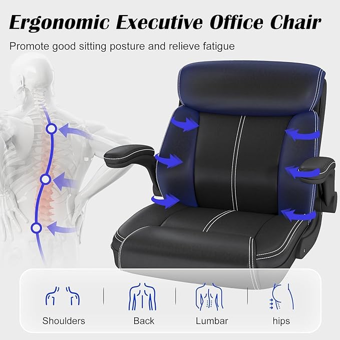 AnyGod 1Pcs Office Chair for Men Women Home Office Pu Leather High Back 360