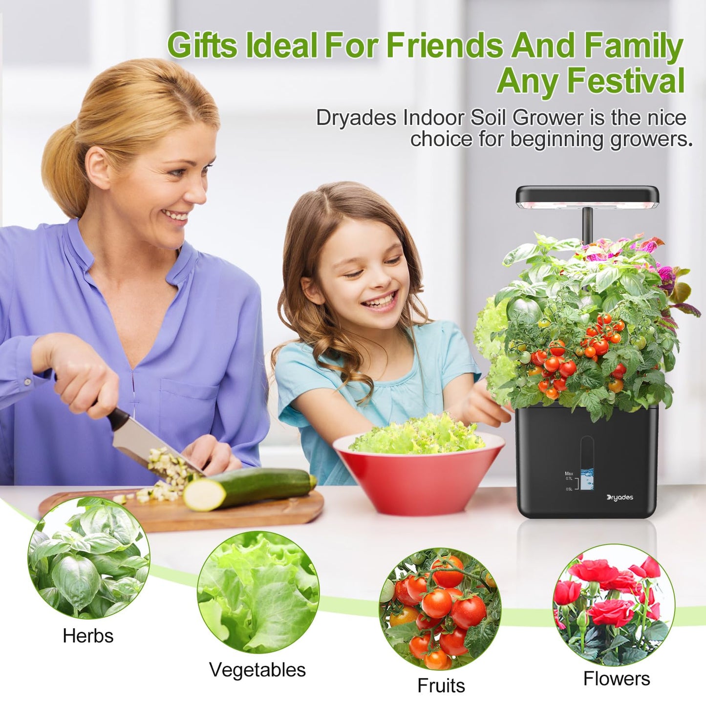 Indoor Garden Growing Systems Self-Watering Plant Pot Smart Gardening System with 17 Watts LED Grow Light Auto Timer Gardening Plant Gifts for Mom Plant Pot for vegetables herbs(No Seeds&Soil)