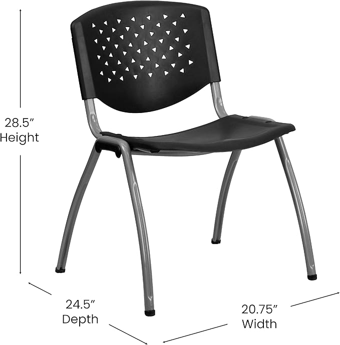 Flash Furniture HERCULES Series 880 lb. Capacity Black Plastic Stack Chair