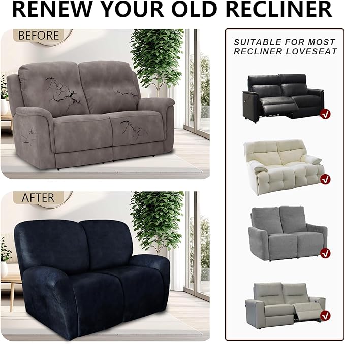 ANARACHON Loveseat Recliner Cover Leather Look Recliner Loveseat Covers