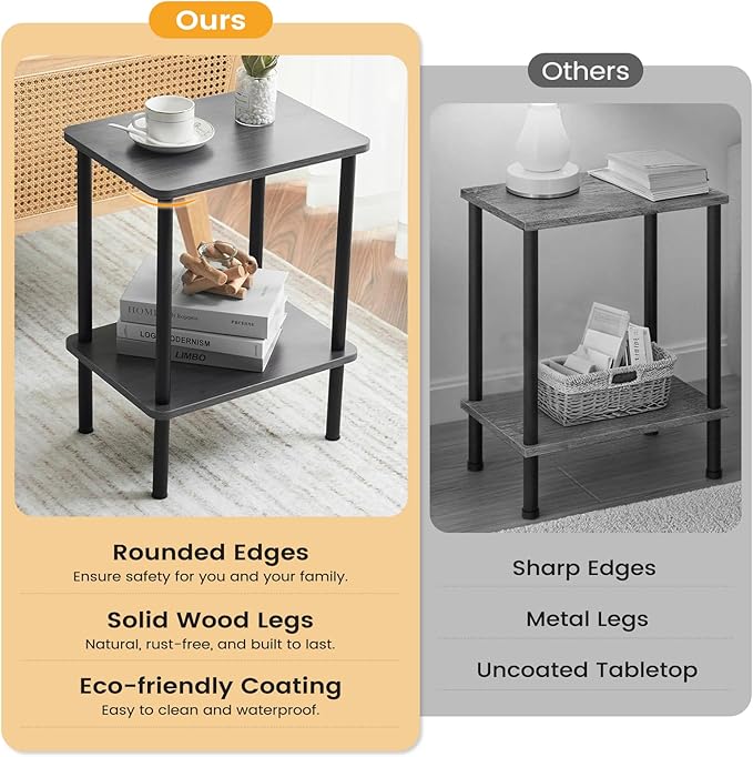 Apicizon 2 Tier End Table Set of 2, Boho Side Table