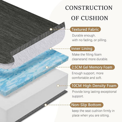 baibu Gel Memory Foam Recliner Cushions with Lumbar Support Pillow for Elderly, 20x20x5 Inch Thick Dual-Layer Patent Design Non-Slip Seat Cushion for Recliner Chair for Reduce Hip & Lumbar Pain, Black