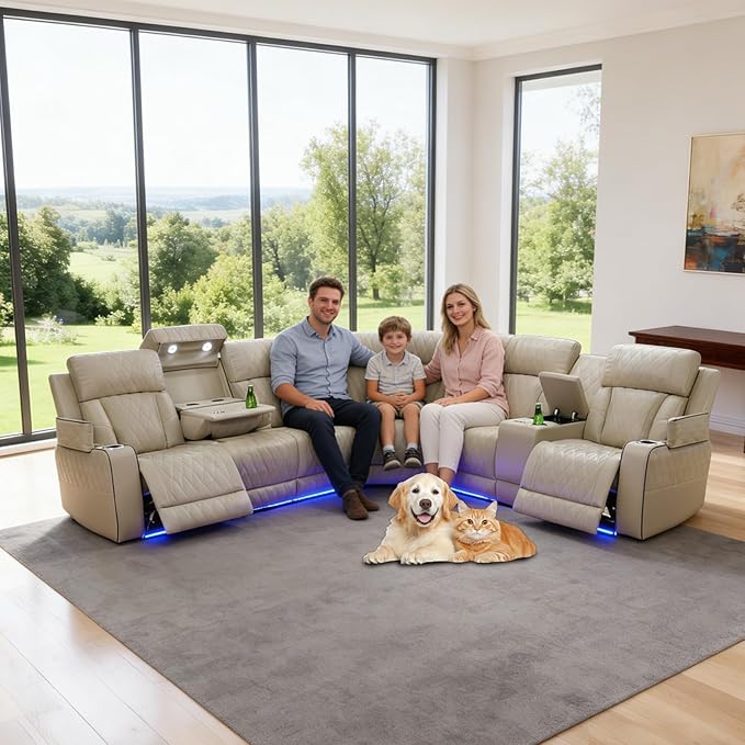 Power Reclining Leather Sectional Sofa