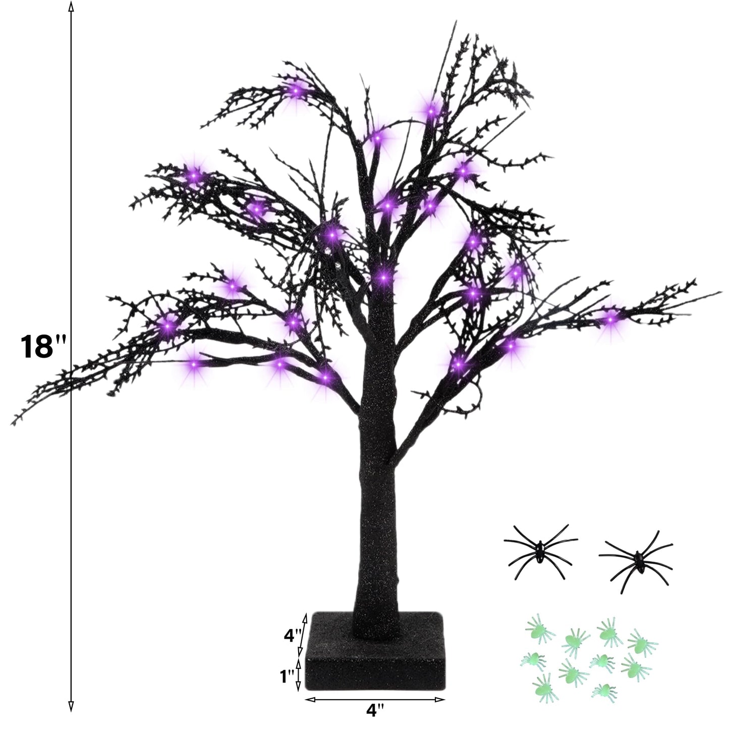 Happy Trees 2 Pcs Halloween Black Spooky Tree,18"