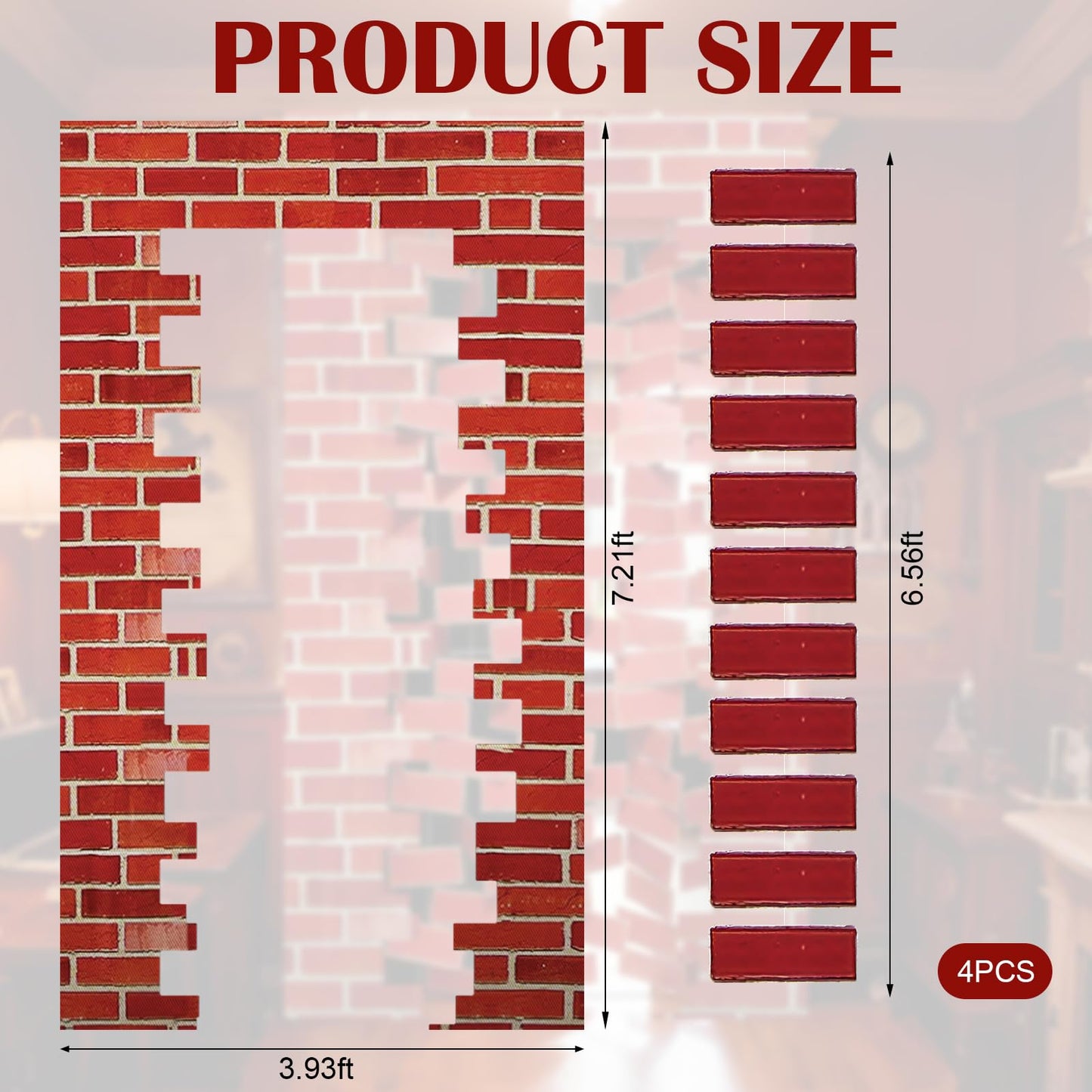 Preboun 78.7" x 47.2" Magical Wizard Door Hanging Banner Sign Red Brick Door Banner Decoration Wall Photo Booth Backdrop Porch Decorations for Birthday Baby Shower Holiday Party Supplies(Classic)