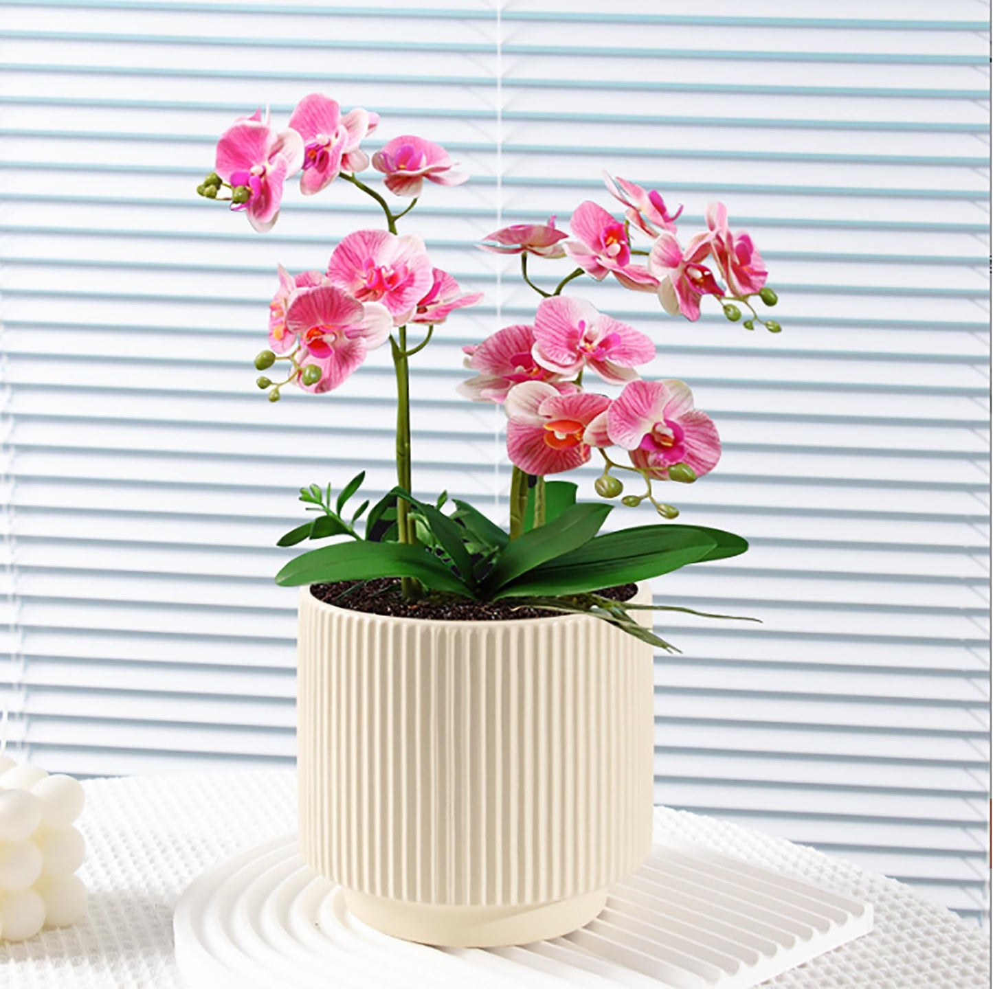 Puoyikt Ceramic 4.9+6.3 inch Planters, Modern Home and Office Flowerpot, Indoor and Outdoor Flowerpot with Drainage Hole (Light Yellow)