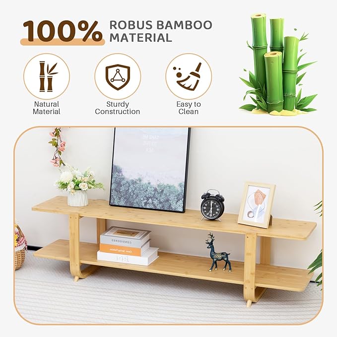HollyHOME Bamboo TV Stand with Storage
