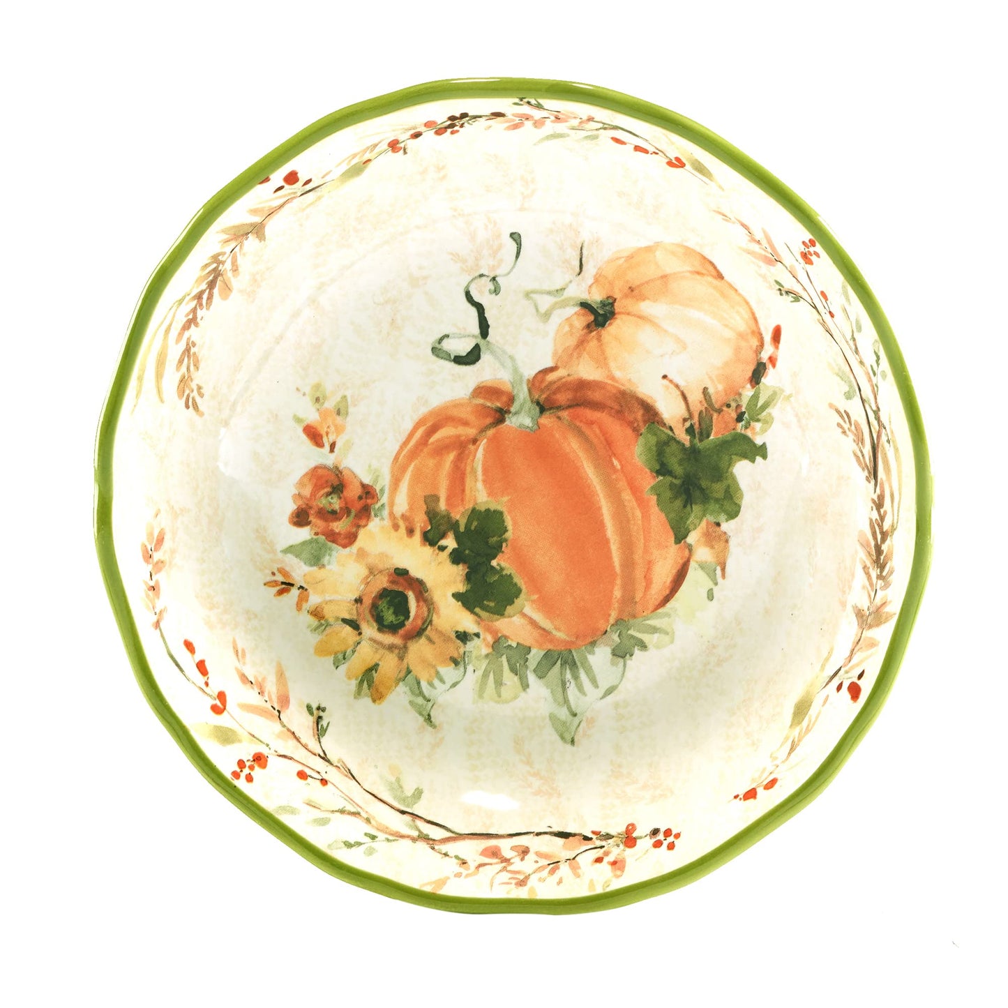 Harvest Morning Set of 4 Ceramic 8" Soup Bowls – Enjoy hearty soups, stews, or pasta in rustic farmhouse style with these autumn-themed bowls that bring warmth to every meal - 18 oz