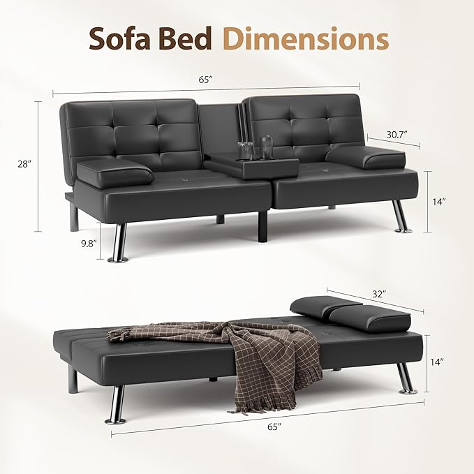 Shahoo Convertible Folding Futon Sofa Bed Sleeper Couch