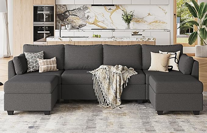 Huatean Home 114.17" Modular Sectional Sofa, 6 Seat Modular Couch
