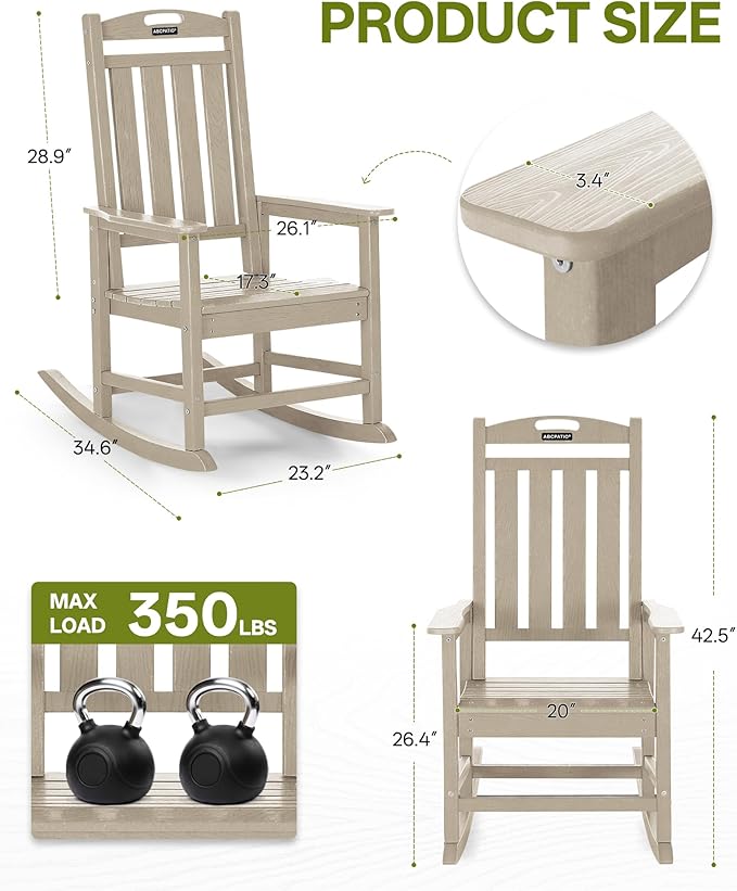 Outdoor Adirondack Rocking Chairs All-Weather HDPE Patio Rocker Chair