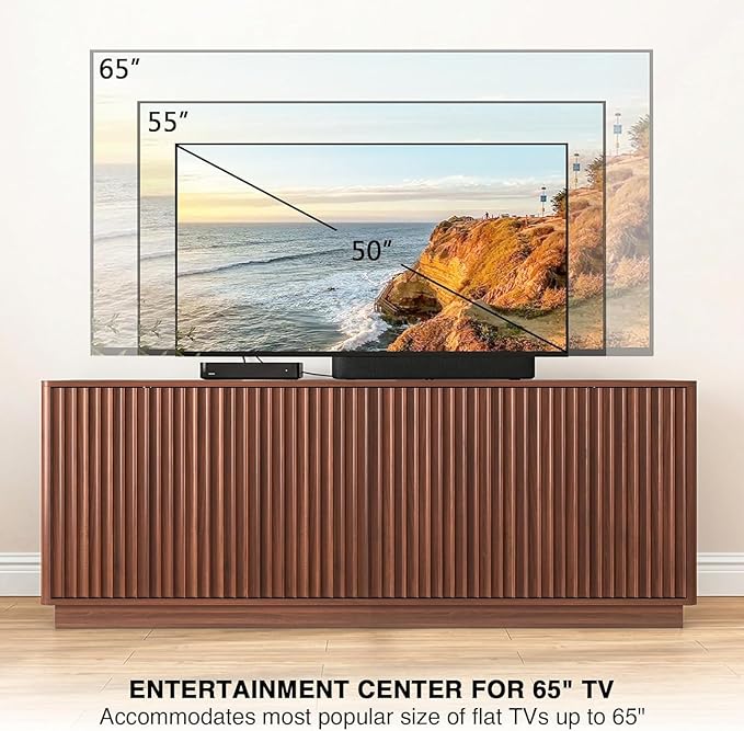 63'' Fluted TV Stand for TVs up to 75'', Modern Media Console