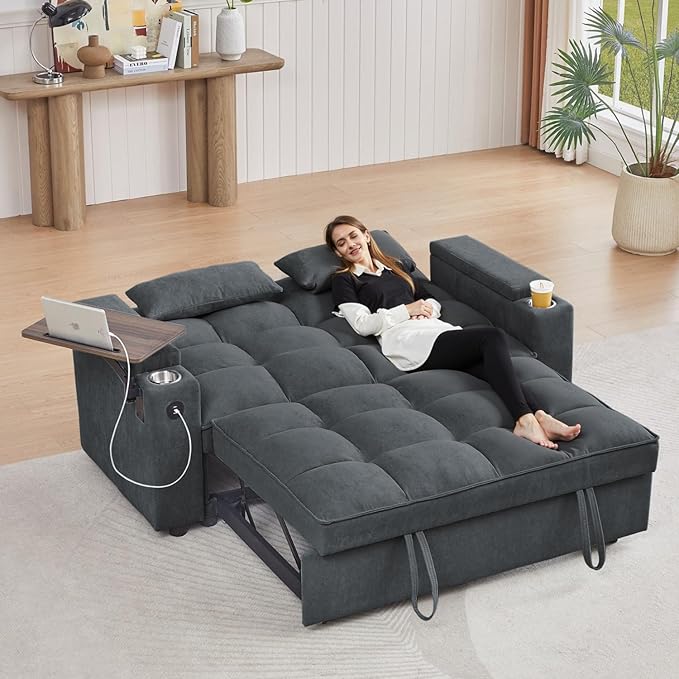 oaaktu 65''Convertible Sleeper Sofa Bed, 3-in-1 Pull Out Couch Bed