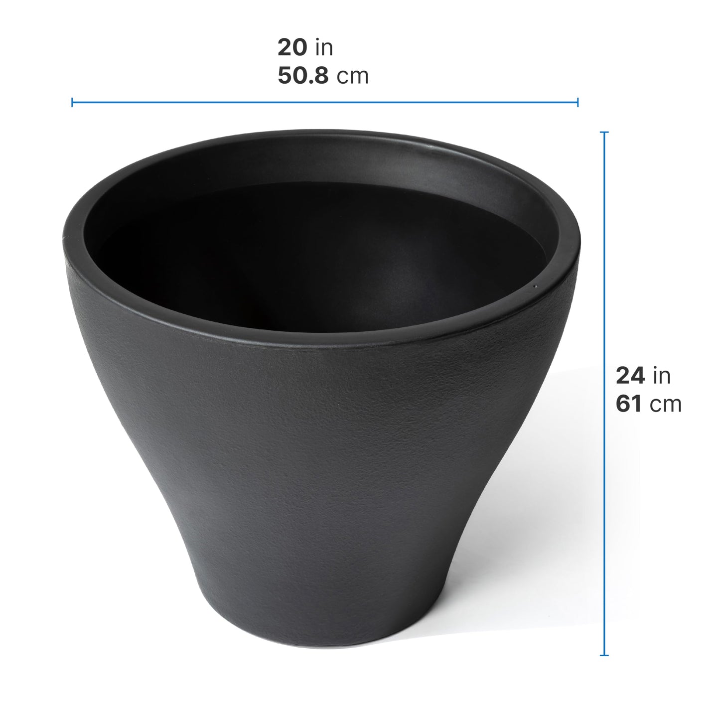 Step2 Fernway Round Planter, Large Planters for Outdoor Plants, Gardening and Flower Pot for Patio or Porch, Efficient Drainage, Durable Plastic, Onyx Black, 2-Pack