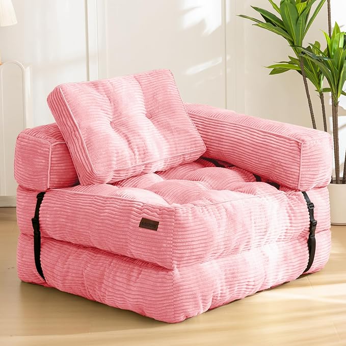 MAXYOYO Folding Sofa Bed, L-Shaped Convertible Sofa Bed