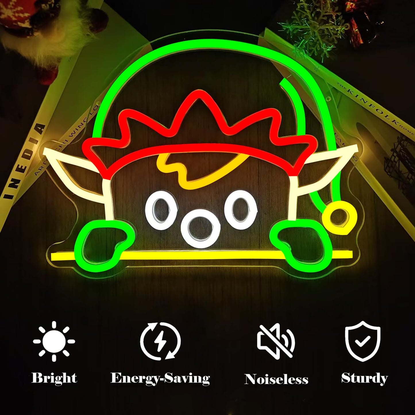 Vveikea Christmas Neon Sign Christmas Elfs Led Sign Dimmable Neon Lights Led Window Decorations Light Up Xmas Sign Lighted Holiday Little Elf Wall Decor