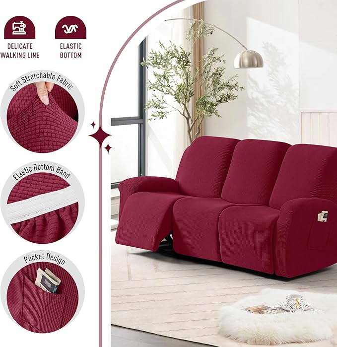 TAOCOCO Recliner Sofa Covers 8-Pieces Stretch Large Couch Covers