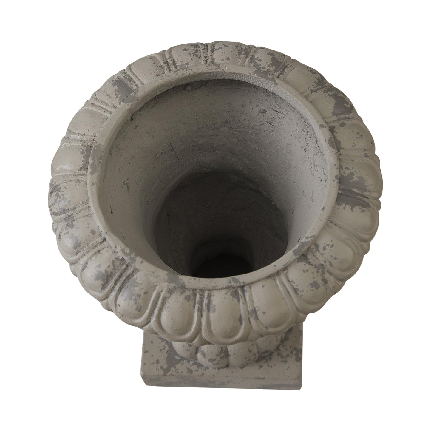 SOFE Rustic Grey Outdoor Urn Planter 16 Inches Tall, Resin Planter Pot Retro Pedestal Planters for Outdoor Plants, Farmhouse Front Porch Planters, Flower Pots for Patios