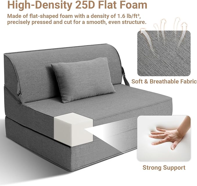 BeBen Folding Sofa Bed Chair, Convertible Sleeper Chair Futon Couch, Foldable
