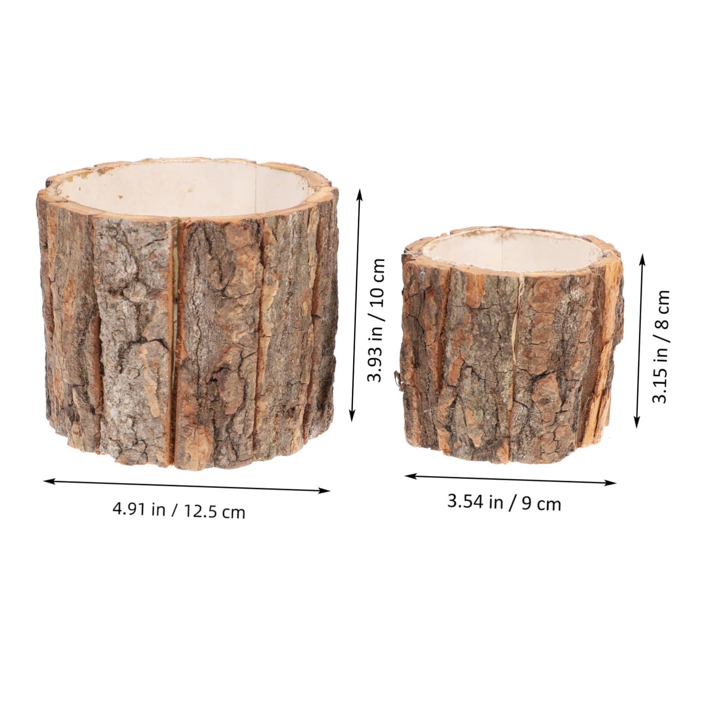 LIOOBO Birch Tree Flower Pot Set 2pcs Wood Planter Pot Home Decorative Stump for Planting Succulents
