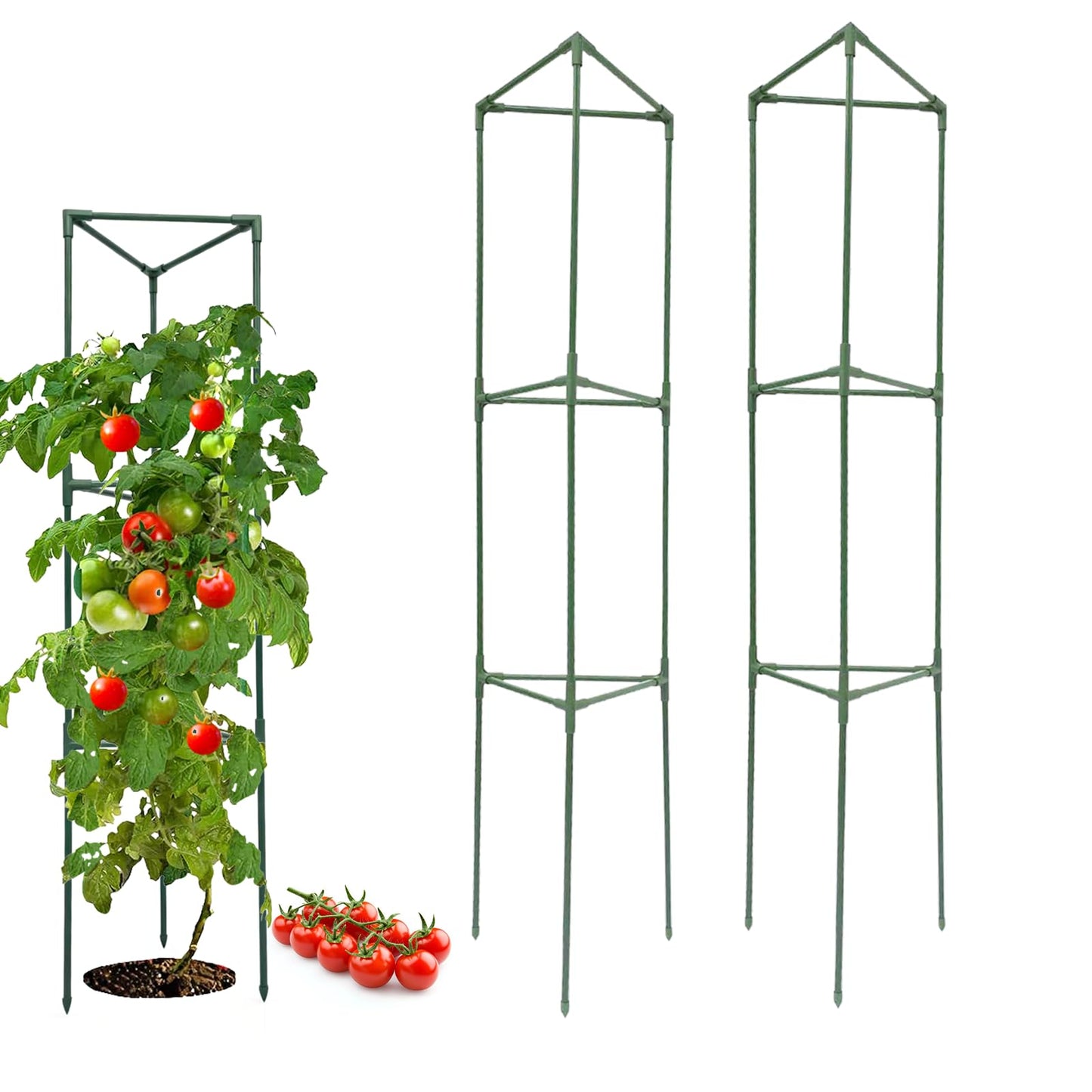 Wikdey Tomato Cages for Garden&Pots, 2 Pack 50" Plant Support Trellis for Tomatoes, Cucumbers, Beans | Heavy-Duty Steel with Rust-Proof Coating | Garden Stakes for Outdoor Indoor Plants