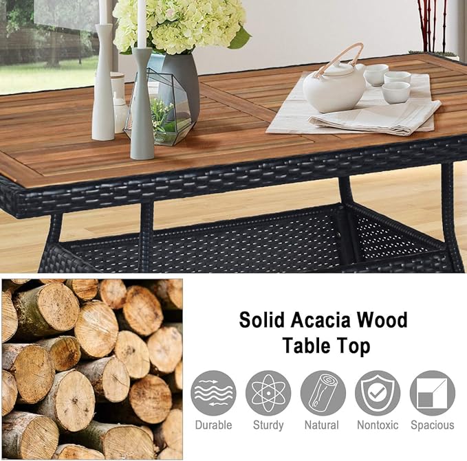 Tangkula 10 Piece Wicker Patio Dining Set, Outdoor Rattan Table & Chairs Set