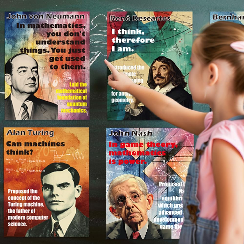 1step2dream Mathematician Posters Set | Math Classroom Decor, Middle School Math Posters, Engaging Science Classroom Decorations & Bulletin Board Kits - 11x14 Inch Motivational Wall Art for Math Enthusiasts