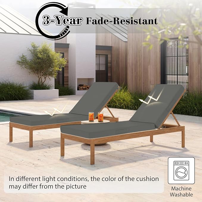 Chaise Lounge Cushions Outdoor, 4 Adjustable Ties Lounge Chair Cushions