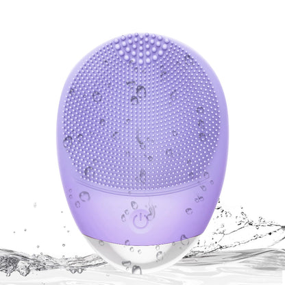 Facial Cleansing Brush, 3-in-1 Electric Soft Silicone Waterproof Face Scrubber, USB Rechargeable IPX7 Waterproof Sonic Vibrating Face Brush for Deep Cleansing, Gentle Exfoliating and Massaging