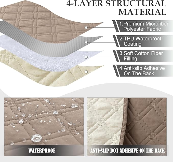 Genina L Shape Couch Cover, Sectional Couch Chaise Covers, Waterproof Washable