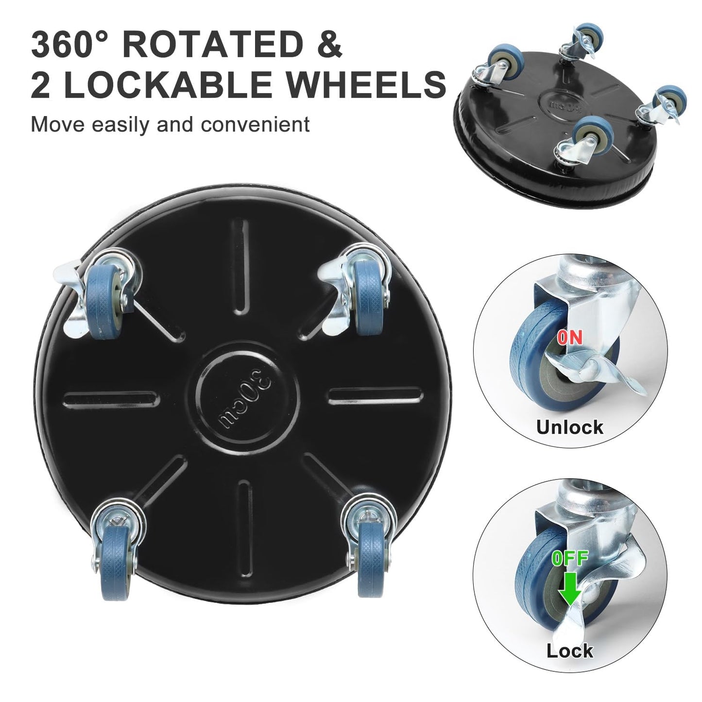 YUFDA 2 Pack 12.2 Inch Metal Plant Caddy With Lockable Wheels,Plant Stand Dolly for Heavy Planter,Wheeled Planter Saucer Tray,Rolling plant stand,Heavy-Duty Plant Caddy for Indoor and Outdoor(Black)