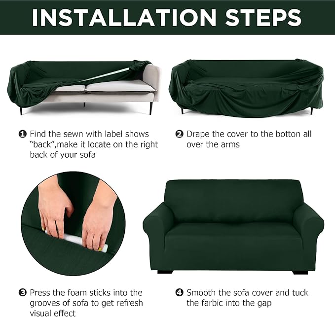 Peryiter 3 Pcs Couch and Loveseat Covers Set Sofa Cover