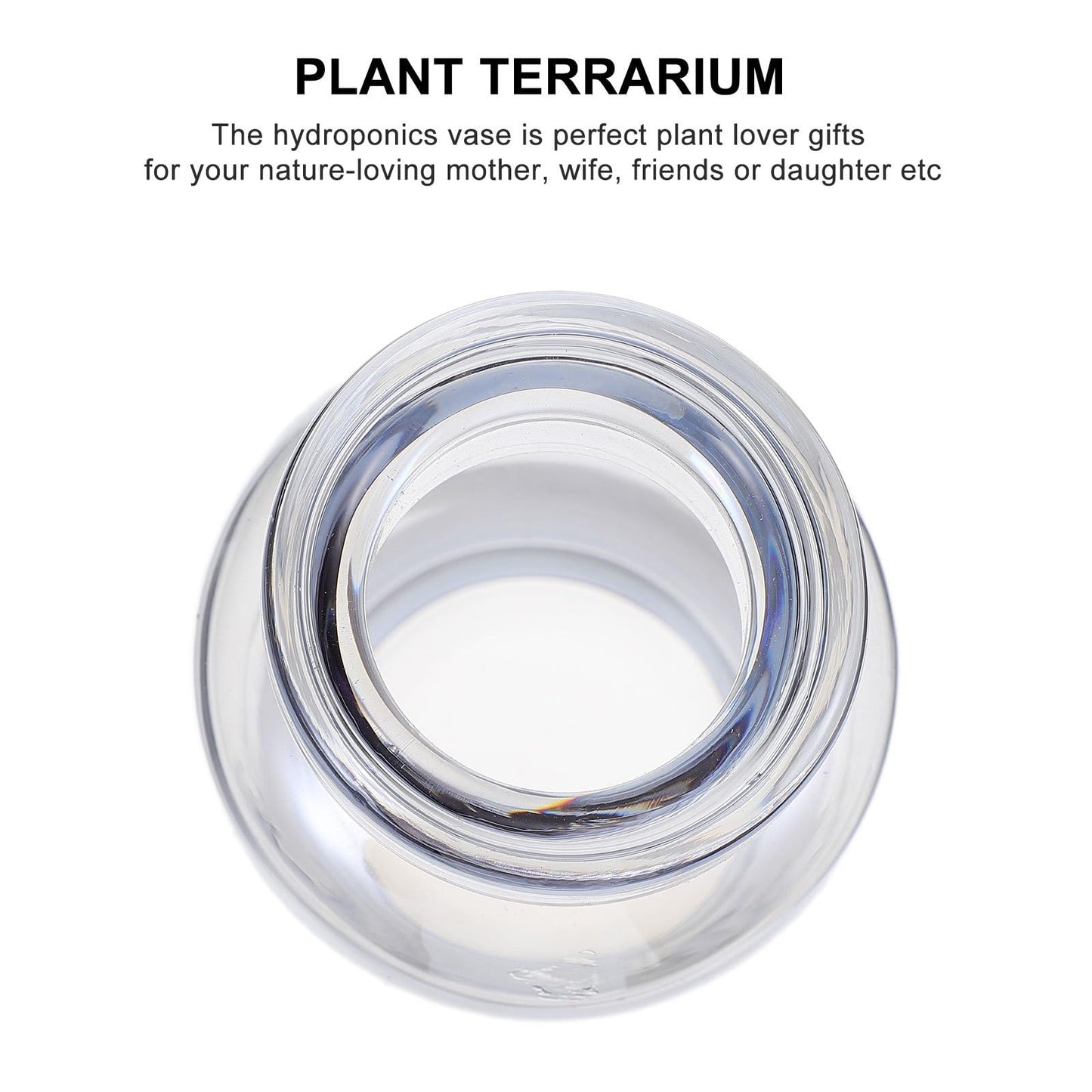 Yardwe Hydroponic Glass Vase Desktop Planter Small Mouth Ocean Blue Glass Container for Home Decoration and Indoor Plant Terrarium