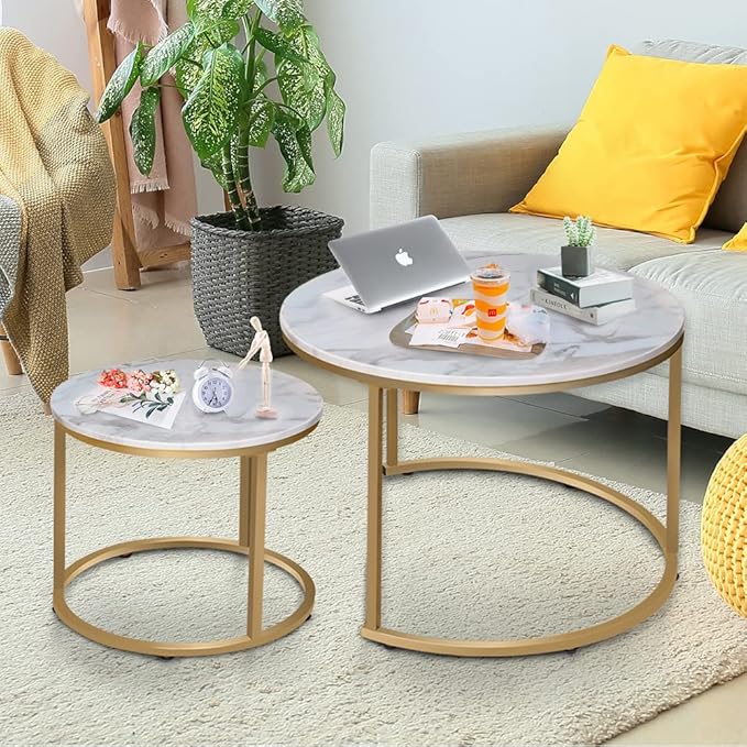 Garden 4 you Nesting Coffee Table Faux White Marble