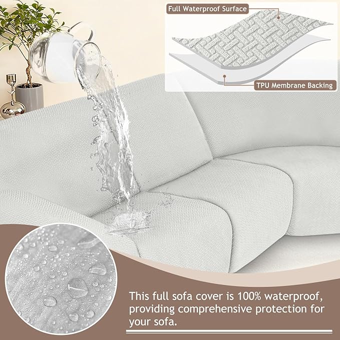 ALIECOM 100% Waterproof Recliner Sectional Couch Covers L Shape Stretch Corner