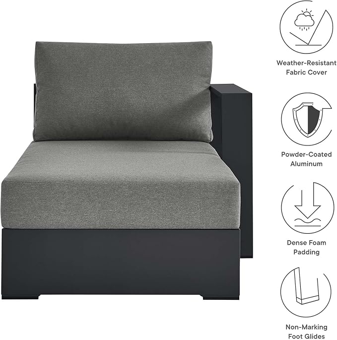 Modway Tahoe Powder-Coated Aluminum Outdoor Chaise Lounge in Gray Charcoal