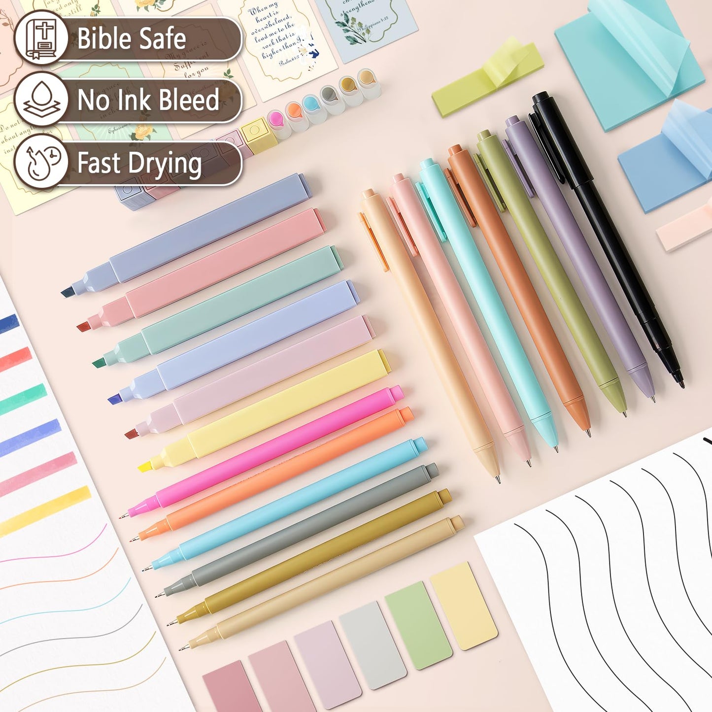 Bible Study Supplies, Bible Journaling Kit with No Bleed Bibles Highlighters, Pens, Storage Bag, Sticky Notes, Tabs, Ideal Christian Bible Gifts for Women, Accessories Kits for Bible Study Group