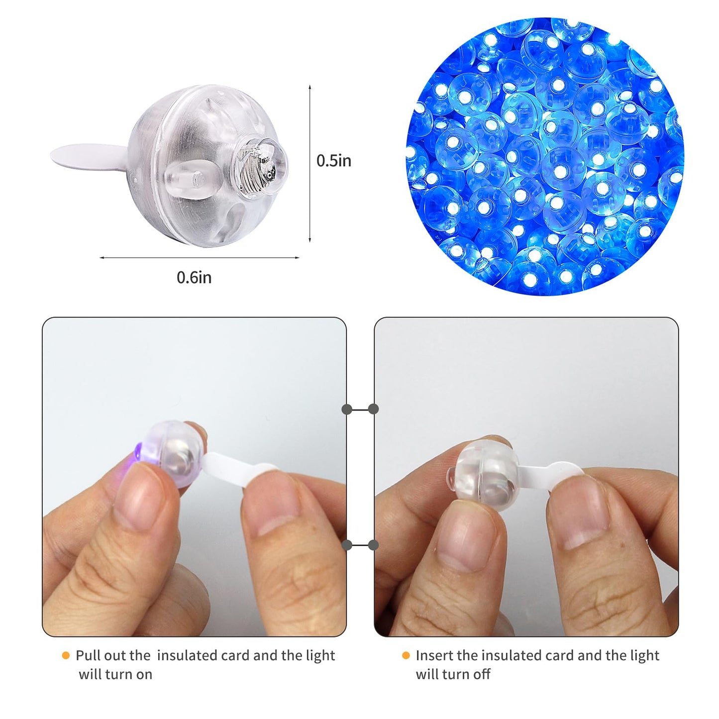 Aogist 100Pcs Blue Balloon Lights with Hook,Long Standby Time,Waterproof Mini Light for Birthday Party Wedding Christmas Halloween Easter Decorative (Flash)