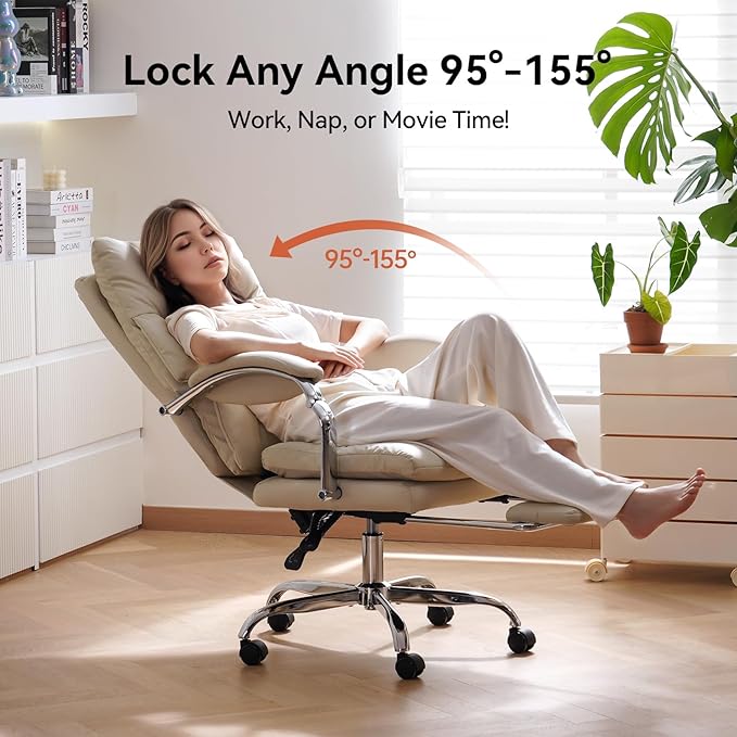 LEAGOO Office Chair with Foot Rest, Ergonomic Executive Office Chair with Arms