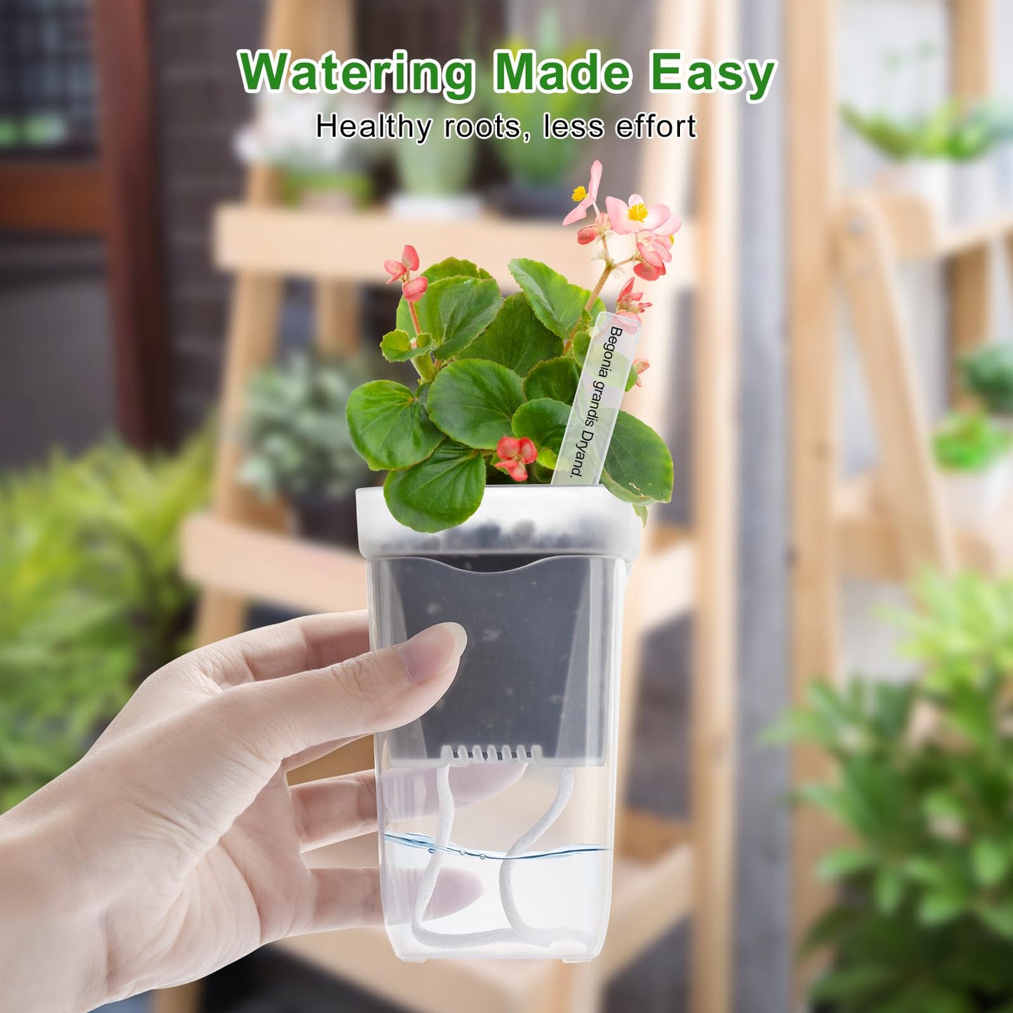 softum 8 Pack 4" Self Watering Pots for Indoor Plants, Clear Plastic Propagation Cups with Wick and Plant Labels for Cuttings, Seedlings, Herb, African Violet