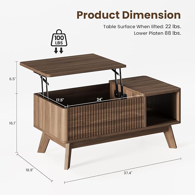 Wood Lift Top Coffee Table