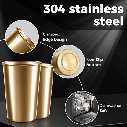 5 Pack 10 oz Stainless Steel Pint Cups,Stainless Steel Cup,Pint Cup Tumbler，water Tumbler,Stackable,Reusable,BPA Free