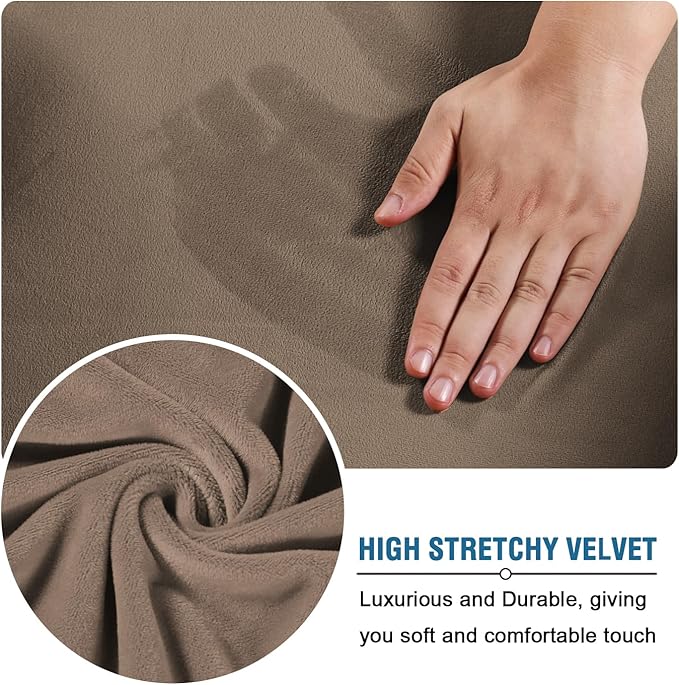 H.VERSAILTEX Real Velvet Plush 3 Piece Stretch Sofa Covers Couch Covers